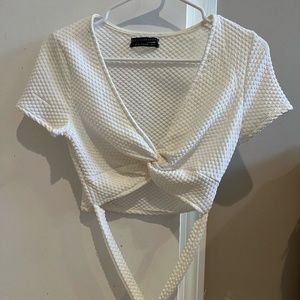 Urban outfitters White textured crop